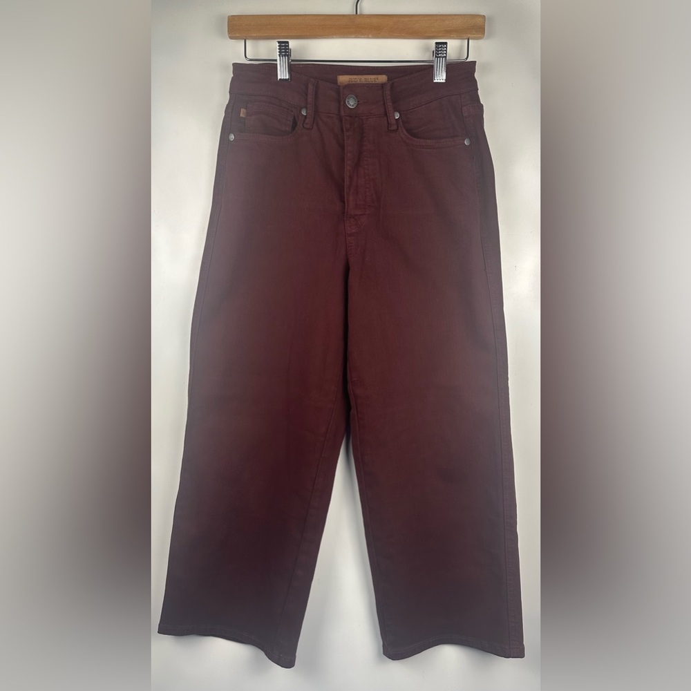 Judy Blue‎ Jeans Women's 3/26 Burgundy Wide Leg High Rise Stretch Garment Dyed - Picture 5 of 14